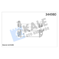 TURBO RADYATÖRÜ INTERCOOLER KNG 1.5 DCİ 08 385x143x64 AL/PL/BRZ
