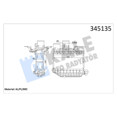 TURBO RADYATÖRÜ INTERCOOLER AVENSIS 2.0 D4D 99-05 65x260x125 AL/PL/BRZ