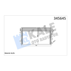 KONDENSER CHRYSLER SEBRING 2.0 2.4 2.7 V6 24V 01 07 YAĞ SOĞUTUCULU KURUTUCUSUZ BRAZING AL-AL 686X 400X18 KLİMA RADYATÖRÜ