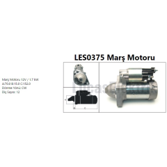 MARS MOTORU 12V 1.7kW 12 DIS MERCEDES W204 X204 C218 W212 C207 W639 B906