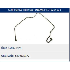 BENZİN HORTUMU BORUSU MEGANE 1.6 16V K4M
