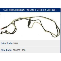 YAKIT BORUSU HORTUMU MEGANE II-SCENIC II 1.5 DCI.K9K