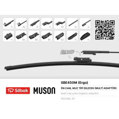 SİLECEK SÜPÜRGESİ MUZ TİPİ 450mm A. BC.C2.D VE U TİPİ KOLLAR ICIN MULTİ ADAPTORLÜ