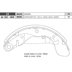 ARKA KAMPANA PABUÇ BALATA OPEL CORSA C / VECTRA A / ASTRA F / DAEWOO NUBIRA 1.6L 2.0L J100 97-05 / L ANOS 1.5L 97-05 / ESPERO 1.5L 1.8L 2.0L 95-99 / NEXIA 1.5L 95-97