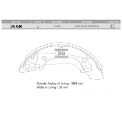 ARKA KAMPANA PABUÇ BALATA HYUNDAI EXCEL 90-95 / S COUPE 92-96