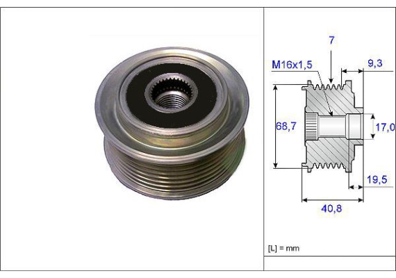 ALTERNATÖR KASNAĞI RULMANLI HYUNDAI H1 STAREX 2.5 CRDİ 03-07 -KIA SORENTO 2.5 CRDI 02 7 KANAL