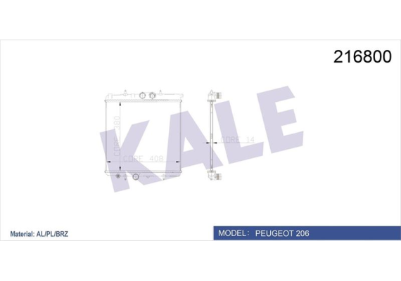 RADYATÖR 206 98 1.0-1.4-1.6 16V MEK KLİMASIZ 415x380x25