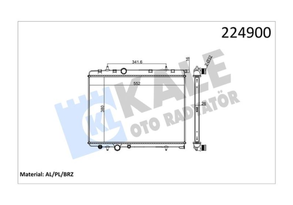 RADYATÖR 206 98 307 02 C4 04 XSARA 00-05 1.6-2.0 AC KLİMASIZ OTOM 562.8x378x27 1 SIRA ALB