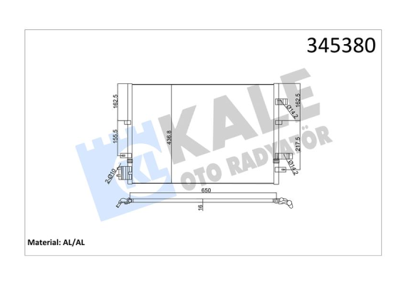 KLİMA KONDENSERİ FORD MONDEO III 1.8-2.0TDCİ-2.5İ V6 00 OTO 670x451x16 AL/AL