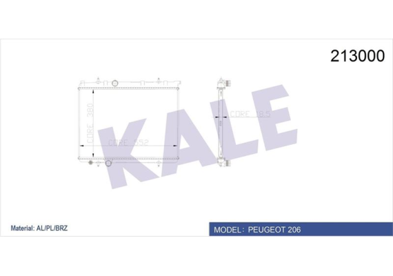 RADYATÖR 206 00 1.4İ-1.6 16V-2.0HDI 90 MEK AC KLİMASIZ 378x536x18
