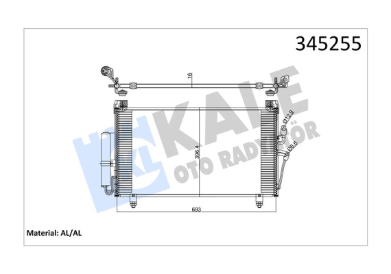 KLİMA KONDENSERİ MITSUBISHI OUTLANDER 2.0İ 16V-2.4İ 16V 03 635X400X16 OTO.-MEK. AL/AL