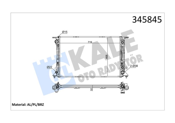 RADYATÖR Q5 3.0 TDİ guattro 08 720x470x32 AC /- MEK OTOM AL/PL/BRZ