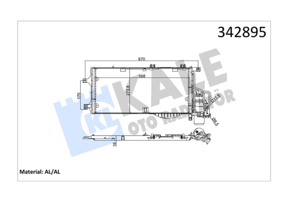 KLİMA RADYATÖRÜ KONDENSERİ KURUTUCU İLE COMBO-CORSA C 1.3CDTI-1.7CDTI 03 548x261x16