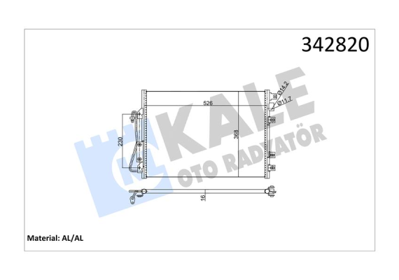 KLİMA KONDENSERİ KURUTUCU İLE KNG II-KNG EXPRESS 1.2 16V-1.5 DCI-1.6 16V-1.9 DCI 01 550x380x16