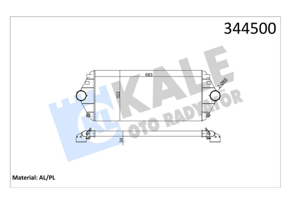 TURBO RADYATÖRÜ INTERCOOLER SCUDO-EXPERT-EVASION-JUMPY-806 1.9TD-2.0HDI AL/PL/BRZ 683x322x34