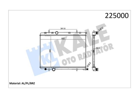 RADYATÖR BRAZİNG KALIN TİP PEUGEOT 206 1.6İ-1.4HDI 98 380X538X26 MEK.