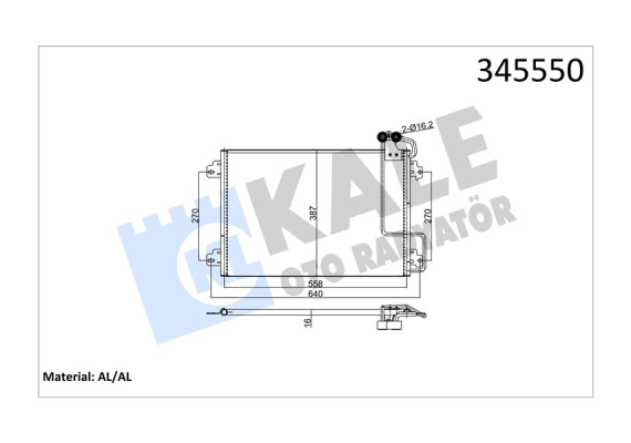 KLİMA KONDENSERİ SCENIC I 99-03 1.4 16V-2.0 16V-1.9DCI F9Q.7.34 538x381x16 AL/AL