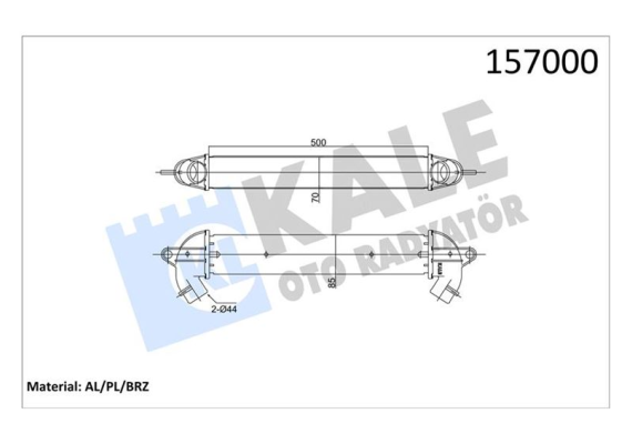 TURBO RADYATÖRÜ INTERCOOLER DOBLO 1.9 JTD 01 500x70x85 AL AL SİSTEM