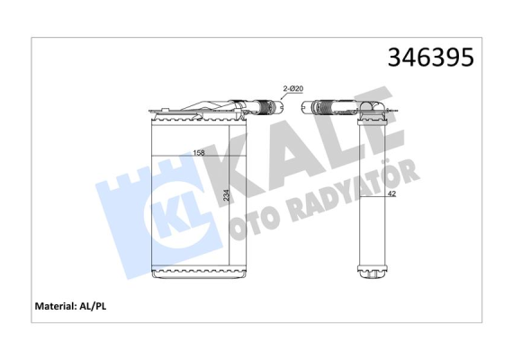 346395 KALORİFER RADYATÖRÜ KNG-KNG EXPRESS 1.4-1.6 16V-1.5 DCI-1.9DTI-1.9DCI 234x158
