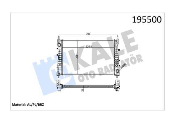 RADYATÖR LINEA 1.3 JTD AC KLİMASIZ MEK 621x395x26 1 SIRA ALB SİSTEM