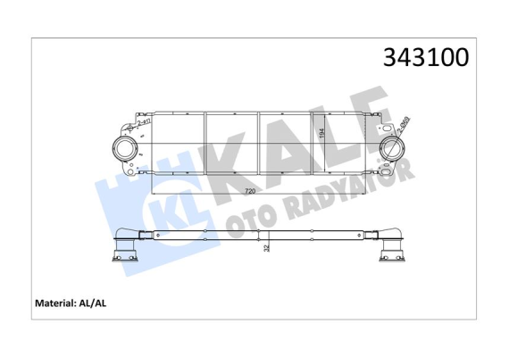 TURBO RADYATÖRÜ INTERCOOLER VW TRANSPORTER T5 AL/PL/BRZ 720x194x27