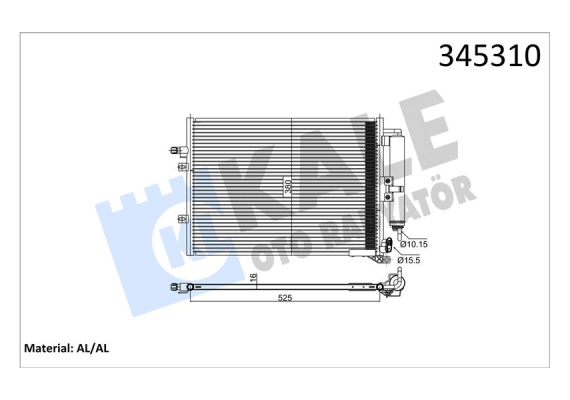 KLİMA KONDENSERİ KURUTUCU İLE CLIO III-MODUS / GRAND MODUS 05 1.5 DCİ 545x358x16 MEK AL/AL