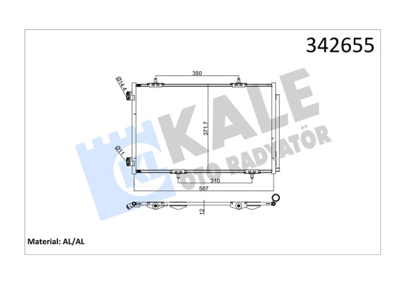 KLİMA KONDENSERİ P301-CITROEN C-ELYSEE 1.2 VTi-1.6 VTi-1.6 HDİ 11/12 587X367X16