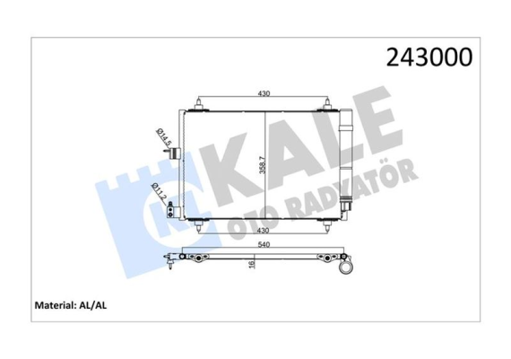 KLİMA KONDENSERİ PARTNER 02 BERLINGO 02 XSARA 00-05 1.9D-2.0HDI 364x16