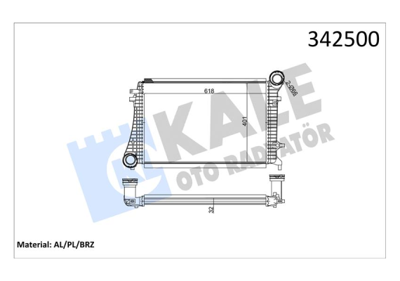 x TURBO RADYATÖRÜ INTERCOOLER A3-CADDY III-GOLF-JETTA-OCTAVIA-SUPERB-TOLEDO 615X406.6X32 AL-PL