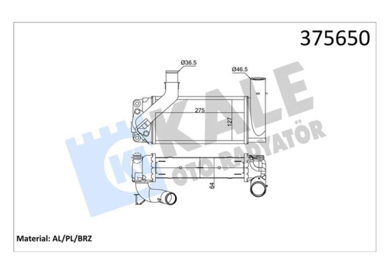 INTERCOOLER TOYOTA COROLLA-AURIS 1.4D4D 07 AT-MT BRAZING 64MM TURBO RADYATÖRÜ