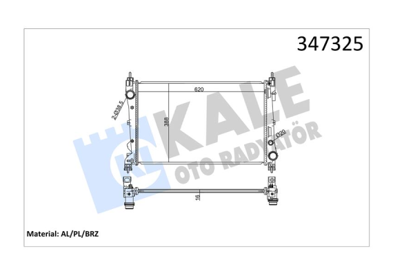 RADYATÖR DOBLO 1.4-1.3 DMTJ 10 COMBO 1.3 CDTİ 12 MEKANİK AC /- 620x400x16