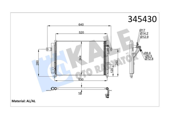 KLİMA KONDENSERİ HYUNDAI GETZ 1.1-1.3i-1.4i 02-09 - İ10 1.1 08 499x324x17 AL/AL