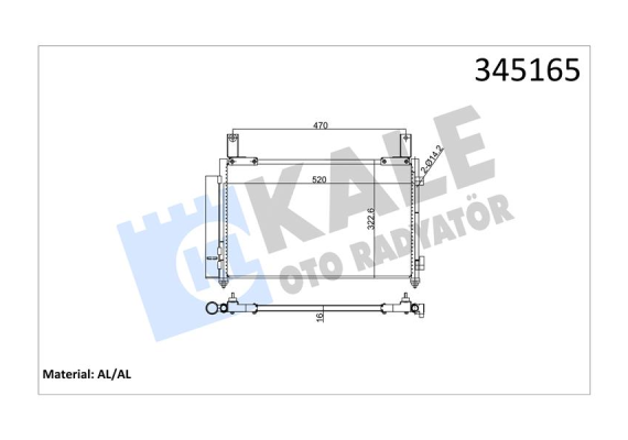 KLİMA KONDENSERİ CHEVROLET SPARK 1.0-1.2 05 535X305X16 OTO.-MEK. AL/AL
