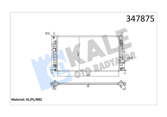RADYATÖR 3 BL 1.6 2.0 08 AT-MT AL/BRZ 670X369.7X16