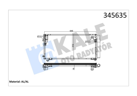 KONDENSER CHRYSLER SEBRING 2.0 2.4 01 07 KURUTUCU İLE BRAZING 626X312X16 KLİMA RADYATÖRÜ