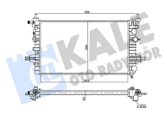 SU RADYATÖRÜ OPEL ASTRA H 04 ZAFIRA 05 1.6 1.8 MT AC NAC MEKANİK 605x359x23