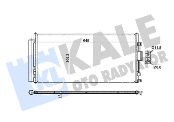 KONDENSER ABARTH 500 595 695-500C 595C 695C 1.4 07 KURUTUCU İLE BRAZING AL-AL 625X309X16 KLİMA RADYATÖRÜ