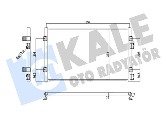 KLİMA RADYATÖRÜ CHRYSLER PT CRUISER 1.6 2.0 2.4 00-10 KURUTUCUSUZ BRAZING AL-AL 554x338x16 5073579AA