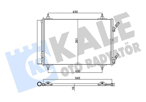 KLİMA KONDENSERİ BERLINGO-PARTNER 08 C4 04 307 00 1.4 16V1.6 16V-2.0 16V AL/AL 570x359x16