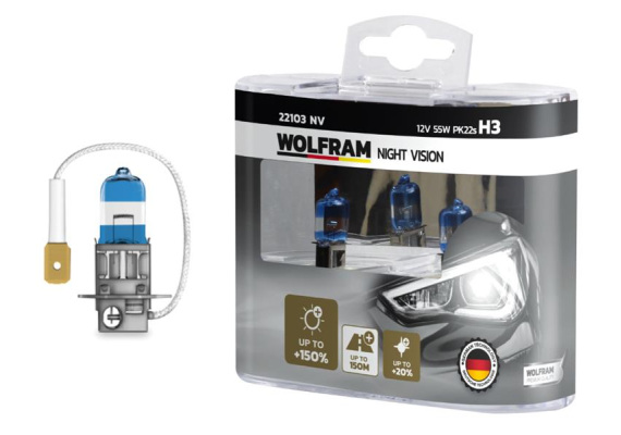 AMPUL 12V H3 55 PK22s NIGHT VISION 150 FAZLA 20 BEYAZ IŞIK
