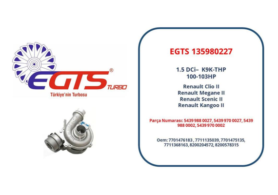 TURBO KOMPLE CLIO II 1.5 DCI 01/04 -MGN II 1.5 DCI 02/04 -SCENIC II 1.5 DCI 04/04 101 BG