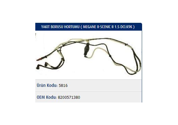 YAKIT BORUSU HORTUMU MEGANE II-SCENIC II 1.5 DCI.K9K