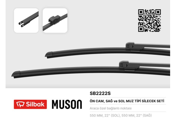 SİLECEK SÜPÜRGESİ 550/550MM MUZ TİPİ A4-S4 AVANT 03/01 10/03 - A4 CABRIOLET 04/02 11/03 CABRIOLET 05/97 08/00