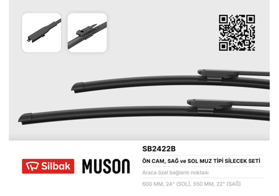 SİLECEK SÜPÜRGESİ 600/550mm MUZ TİPİ VOLVO S60-V70 04 S80 03-06 XC70 XC90 04- MULTIPLA 06