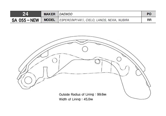 ARKA KAMPANA PABUÇ BALATA OPEL CORSA C / VECTRA A / ASTRA F / DAEWOO NUBIRA 1.6L 2.0L J100 97-05 / L ANOS 1.5L 97-05 / ESPERO 1.5L 1.8L 2.0L 95-99 / NEXIA 1.5L 95-97